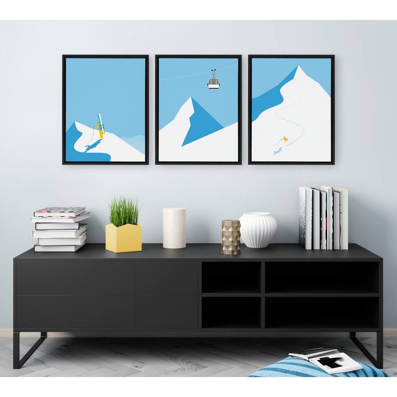 Kate and Laurel Sylvie Downhill Skier Canvas Art Set By Rocket Jack