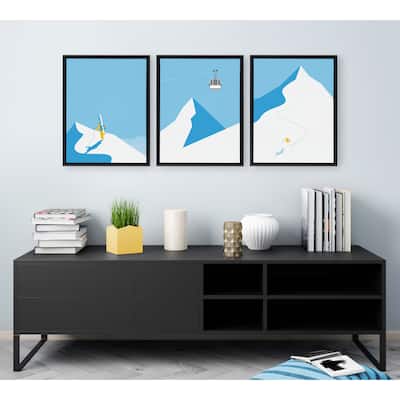 Kate and Laurel Sylvie Downhill Skier Canvas Art Set By Rocket Jack