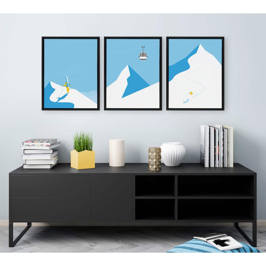 Kate and Laurel Sylvie Downhill Skier Canvas Art Set By Rocket Jack