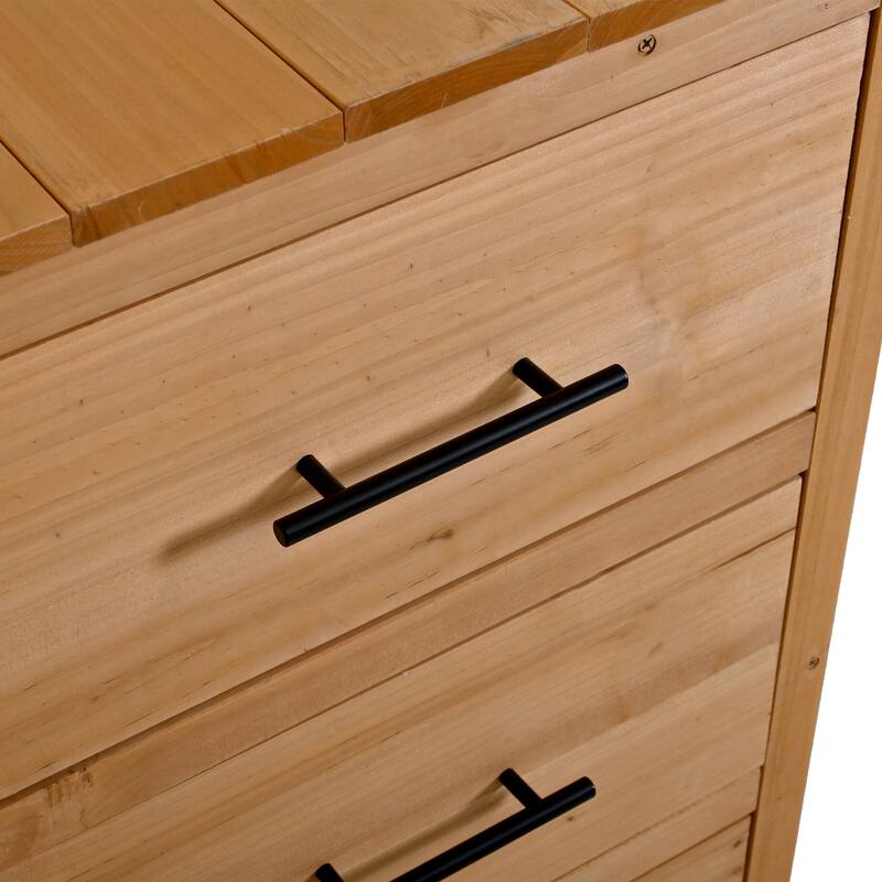 Roomfitters Garden Potting Bench with Storage Hutch, Outdoor Potting Table with 6 Drawers and Cabinets, Shelves