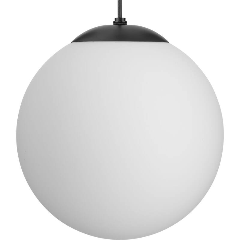 Atwell Collection Matte Black and Opal Glass Globe Large Hanging Pendant Light - 12 in x 12 in x 12.5 in - 12 in x 12 in x 12.5 in