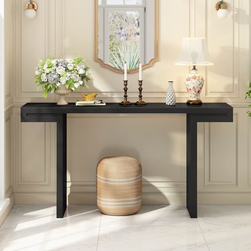 60" Long Sofa Side Table Console Table Entryway Table Accent Table for Living Room Hallway - Black