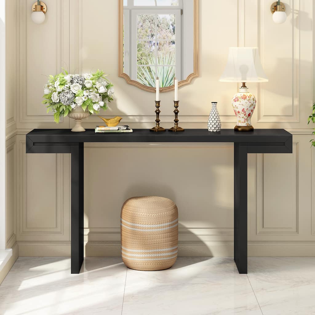Painted Finish Console Table Entryway Table with Adjustable Feet