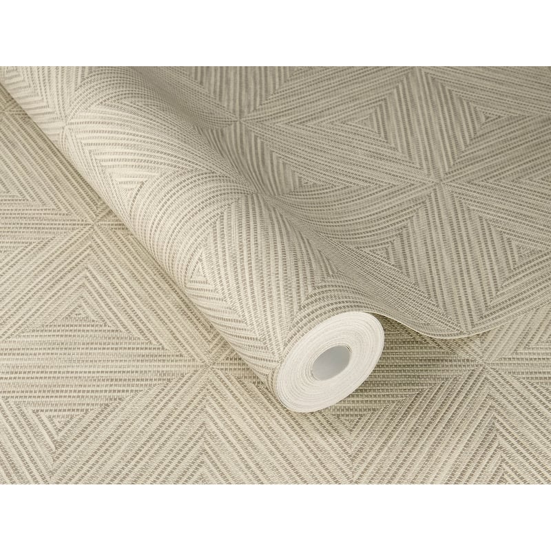 A-Street Prints Anara Grey Geo Faux Grasscloth Wallpaper