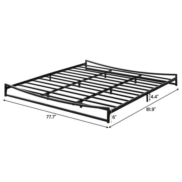 Black 6 Inch Metal Platform Bed Frame Low Profile with Sturdy Steel