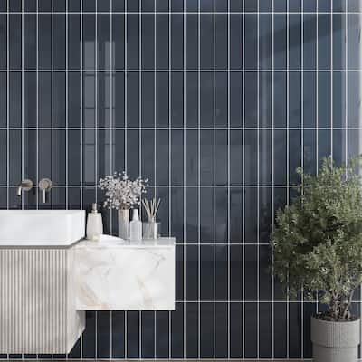 Apollo tile 3" x 12" Colorway Glossy Coin Gray Glass Tile (5 sq ft/case) - 20 Pack