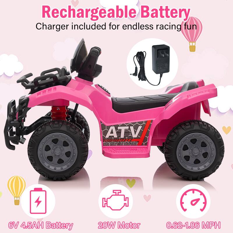 6V Ride On Car 4 Wheeler with Music for Toddlers 1-3 Years