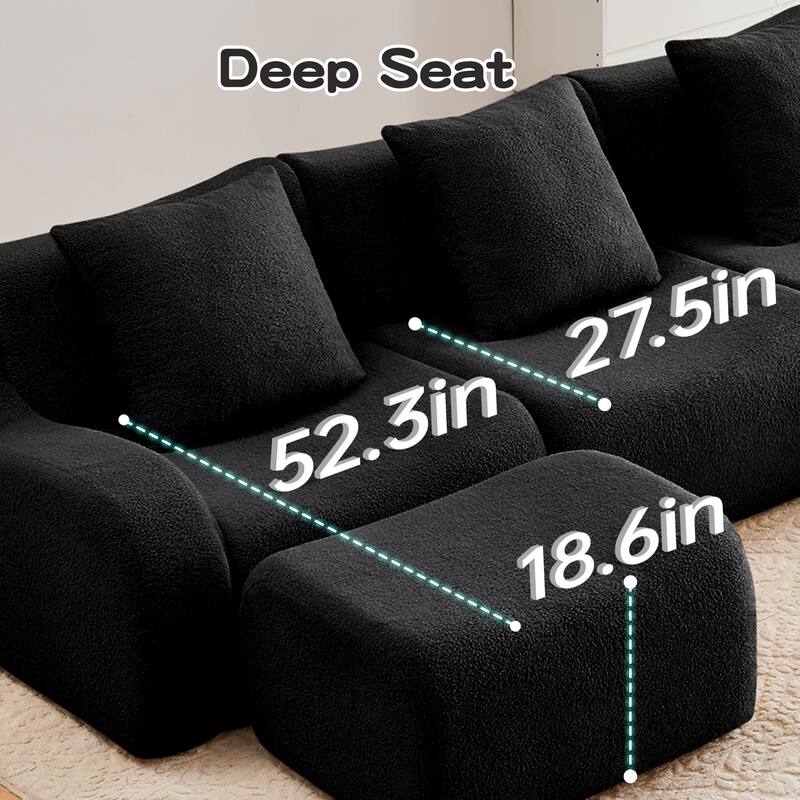 GDF Studio - Fairford 3-Seat Modular Sofa With Curved Armrests & Non-Slip Base