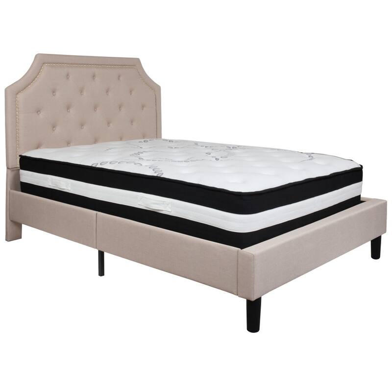Arched Tufted Upholstered Platform Bed and Pocket Spring Mattress