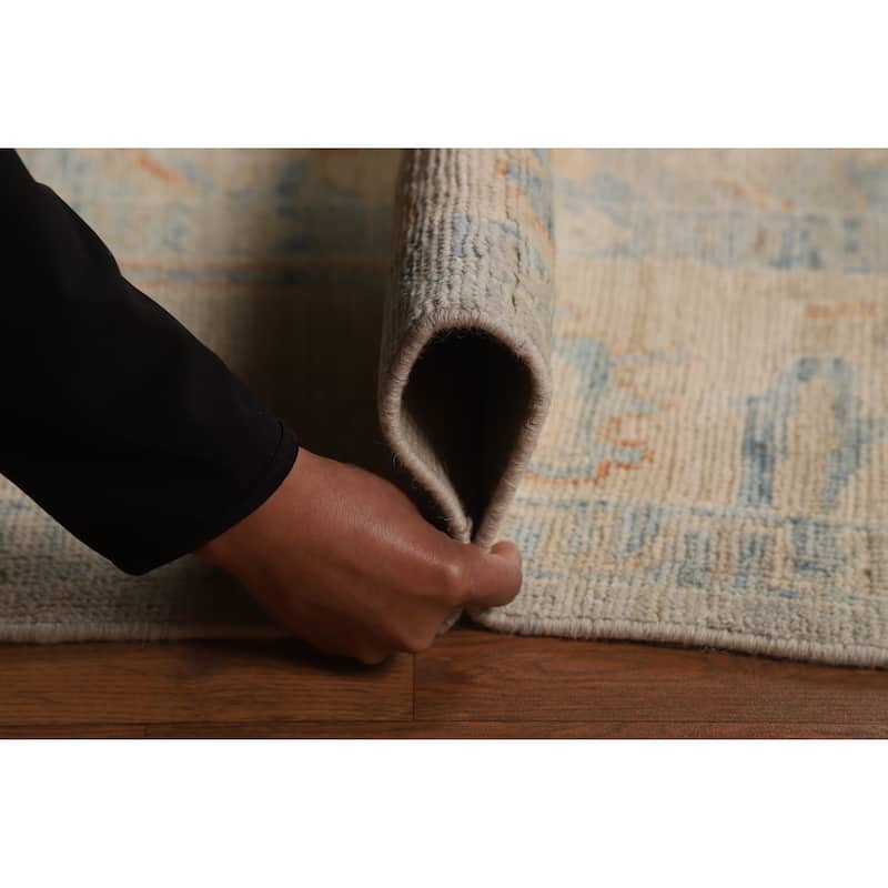 Hand Knotted Oriental 100% Wool Carpet Transitional All-Over Greys & Charcoal Oushak Area Rug - 9' 0'' X 6' 2''