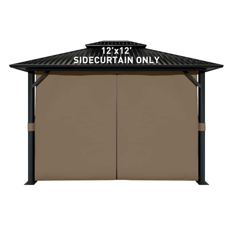 Aoodor Gazebo Curtain Replacement-Universal 4-Panel Sidewalls, Curtain Only - Brown