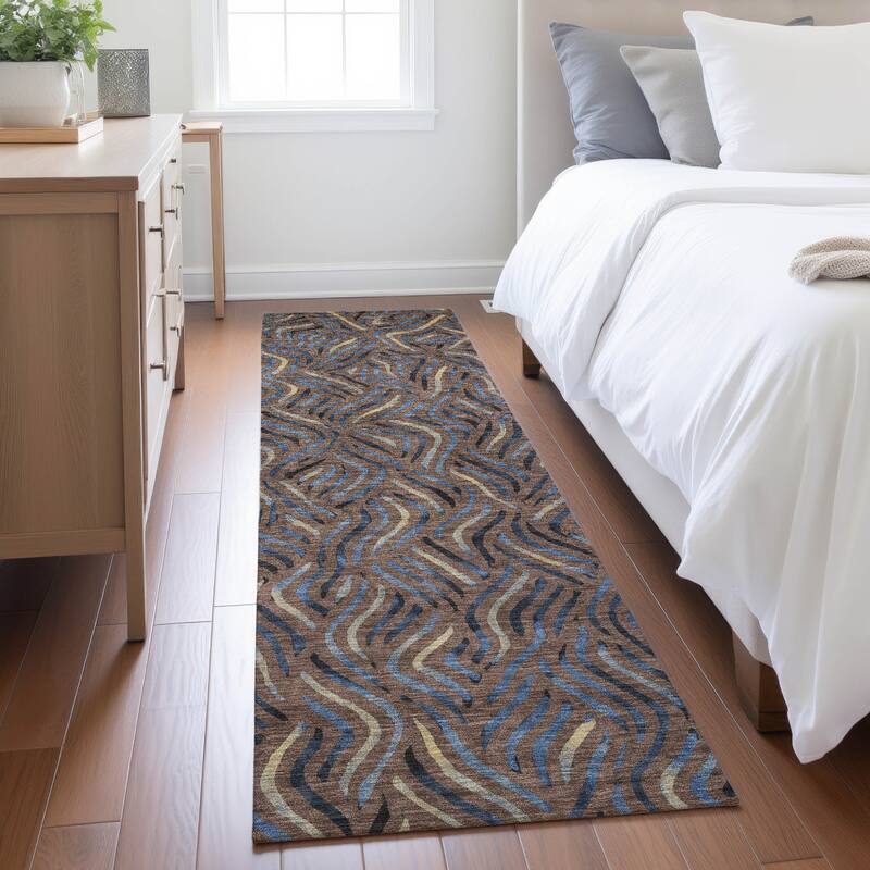 Machine Washable Indoor/ Outdoor Modern Jamie Chantille Rug