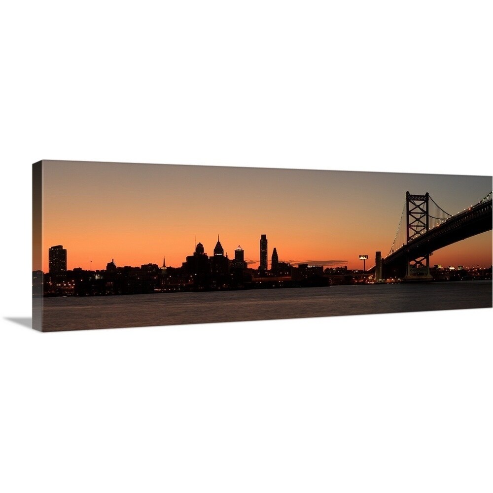 Shop Panorama Of Philadelphia Pennsylvania Along The Delaware River Canvas Wall Art Overstock 16450285