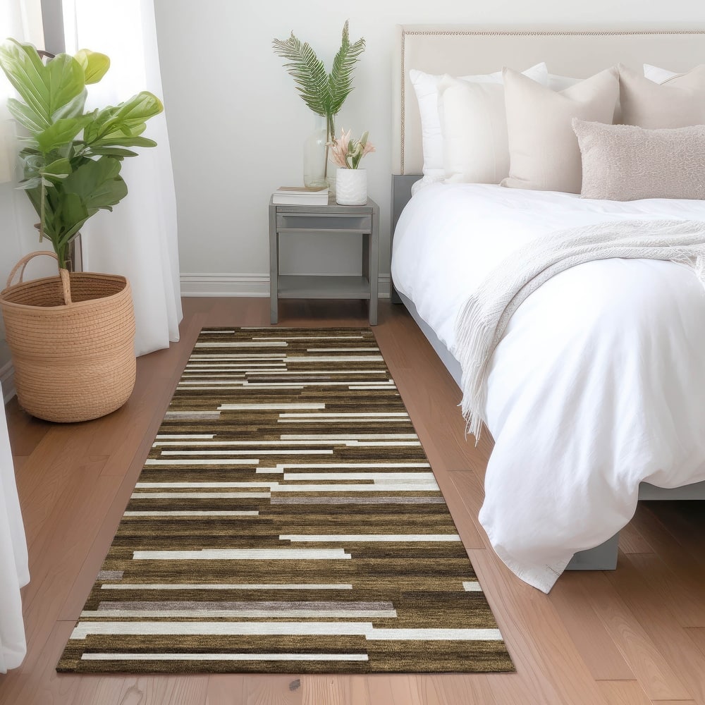 Premium Washable Super Soft Geo Stripes Mayfield Rug