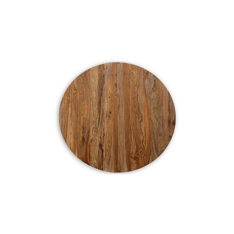 Donni Round Dining Table with Sheesham Wood Grain Patterns, 54 Inch