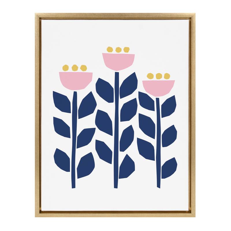 Kate and Laurel Sylvie Flowers Framed Canvas by Myriam Van Neste - 18x24 - Plastic - Gold