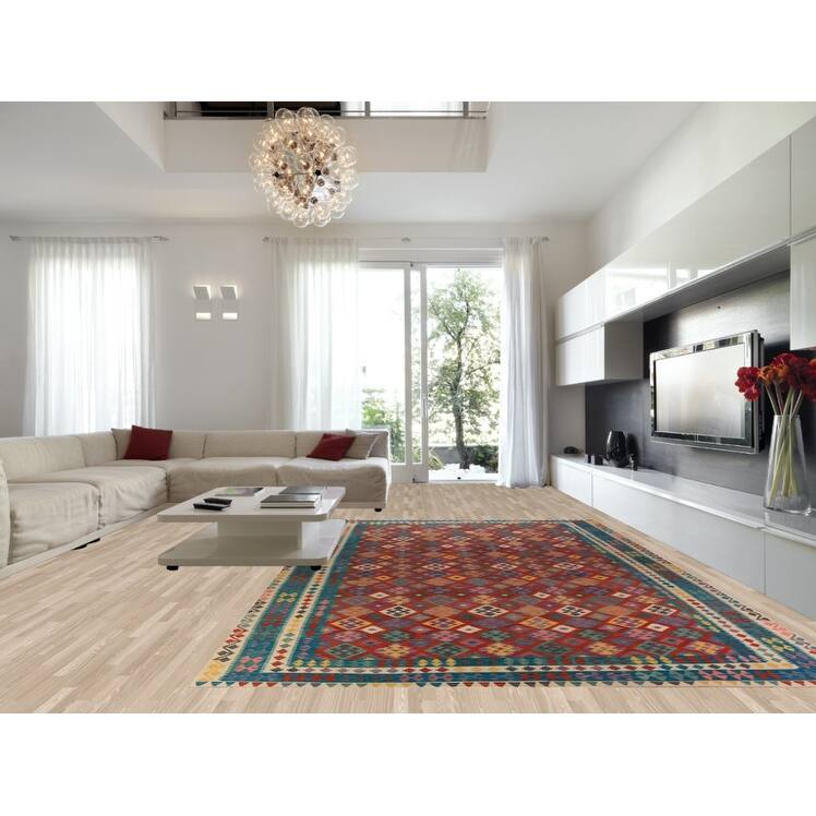Palace Size Kilim Oriental Rug Hand-Woven Wool Carpet - 9'11"x 16'4"