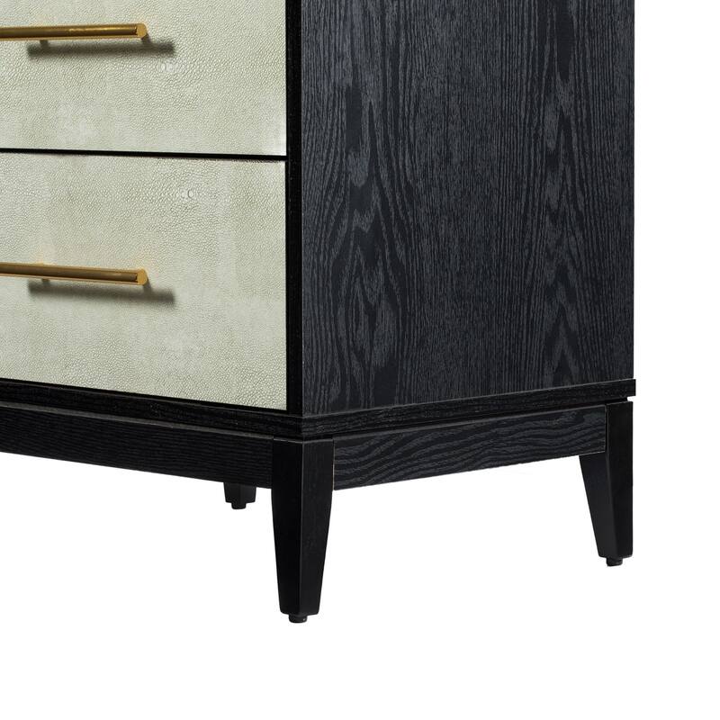 Sango Shagreen 2 Drawer Nightstand, Black- Stylish and Functional Storage