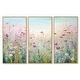 preview thumbnail 11 of 18, Designart "Wild Flowers Meadows" Flower Field Framed Art Set of 3 - Traditional Wall Art Set Purple Wall Decor 3 Pieces