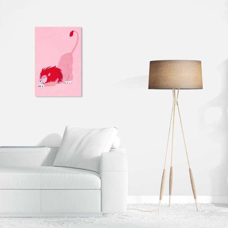 Wynwood Studio Canvas Animals My paw and stars Pink and Modern & Contemporary Wall Art Canvas Print - 24 x 16