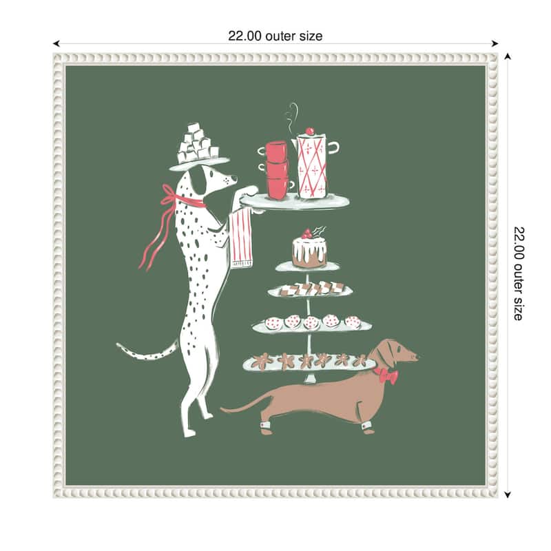 Kate and Laurel Sylvie Beaded Cocoa and Cookies Dogs Framed Canvas by Krissy Mast