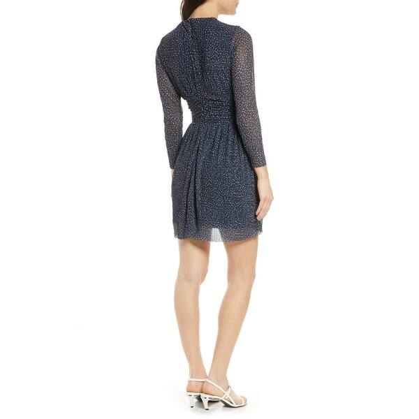 french connection dress blue French Connection Women's Ruffle Sleeve V-Neck Mini Dress - Chalk Blue