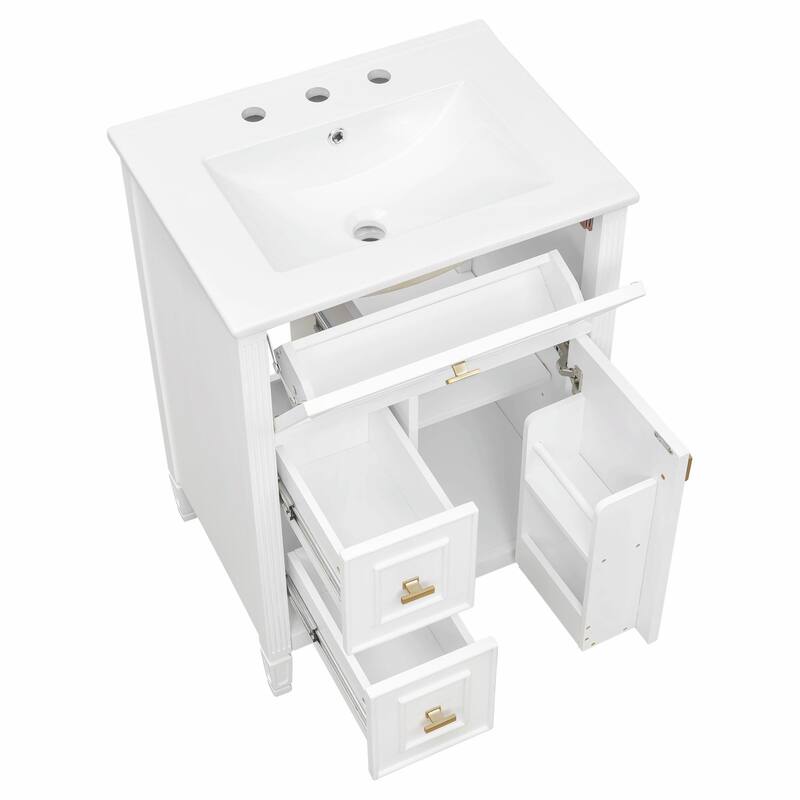 24-Inch Bathroom Vanity with Sink, Solid Wood and MDF Cabinet
