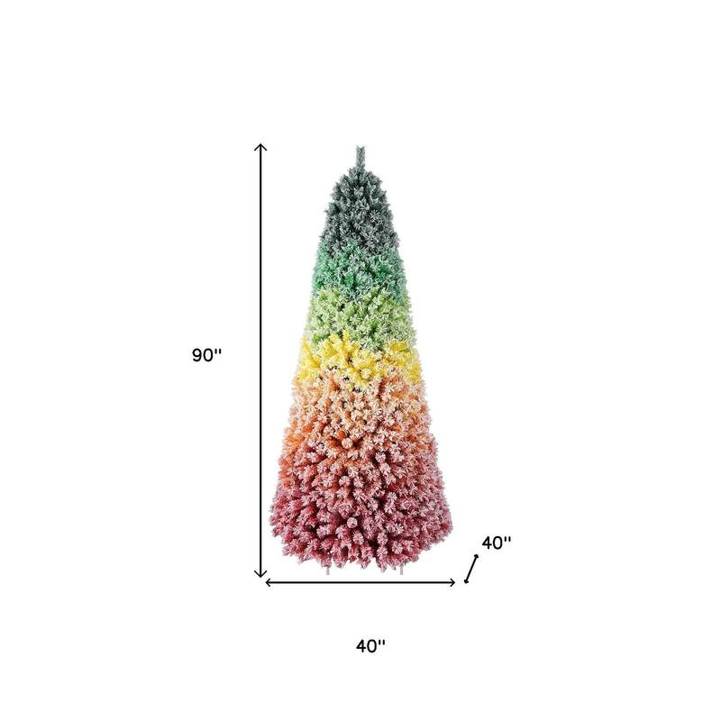 HomeRoots 7.5' Frosted Rainbow Full Fir Christmas Tree - 40.00 in. x 90.00 in. x 40.00 in.