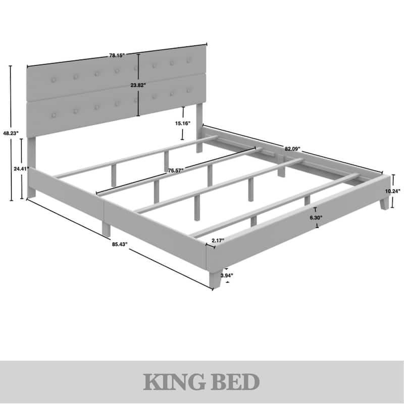 CraftPorch Luxury Button Tufted Upholstered Linen Bed