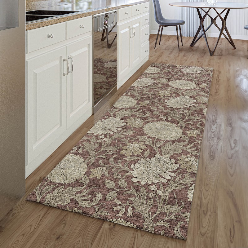 Premium Washable Super Soft Floral Mayfield Rug - Merlot - 2' 3" x 7' 6" - Runner