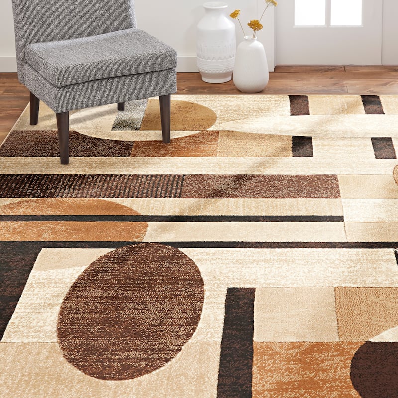 Home Dynamix Tribeca Jasmine Contemporary Geometric Area Rug - 3' 11" x 5' 2" - Brown - Rectangle