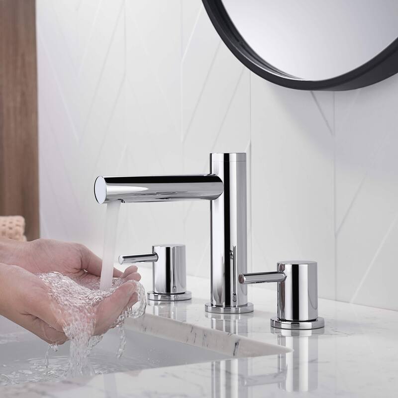 Circular 8" Bathroom Sink Widespread Faucet with Drain Assembly