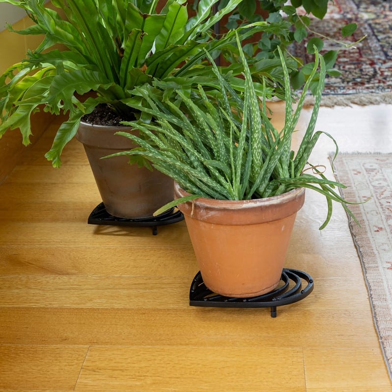 Achla Designs 6.88"W Black Powedercoat Finish Wrought Iron Leaf Trivet (Set of 2)