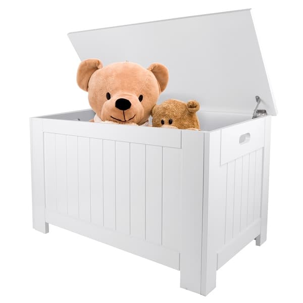 Kids Wooden Toy Box Storage Bench Toy Chest Organizer w/ Safety Hinge Bed Bath & Beyond 34465379