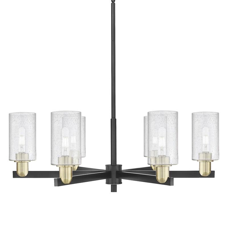 Innovations Lighting 716-6CR-11-34 Clymer Chandelier Clymer 6 Light - Black Antique Brass / Seedy
