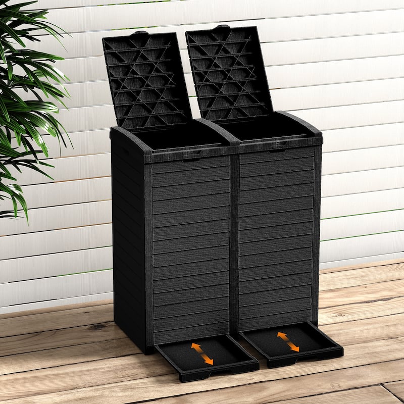 62 Gal. Outdoor Patio Trash Can Deck Box - Black