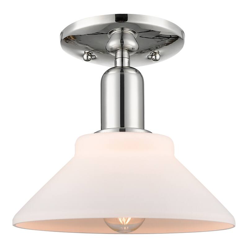 Innovations Lighting 716-1C-9-9 Orwell Semi-Flush Orwell 9" Wide - Polished Nickel / Matte White