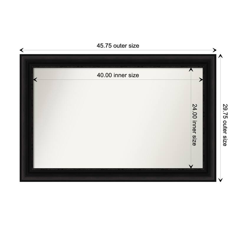 Parlor Black Framed Non-Beveled Custom Wall Mirror, Bathroom Vanity Mirror - Outer Size: 45.75 x 29.75