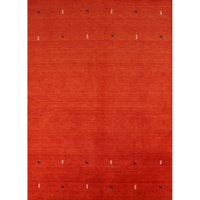 Hand Knotted Oriental 100% Wool Carpet Tribal Animal Pictorial Oranges & Rust Gabbeh Area Rug - 8' 2'' X 6' 7''