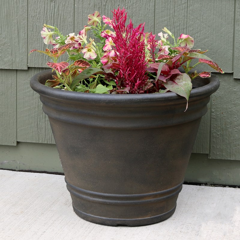 Sunnydaze Franklin Unbreakable Polyresin Flower Pot Planter - Sable -20"- Single