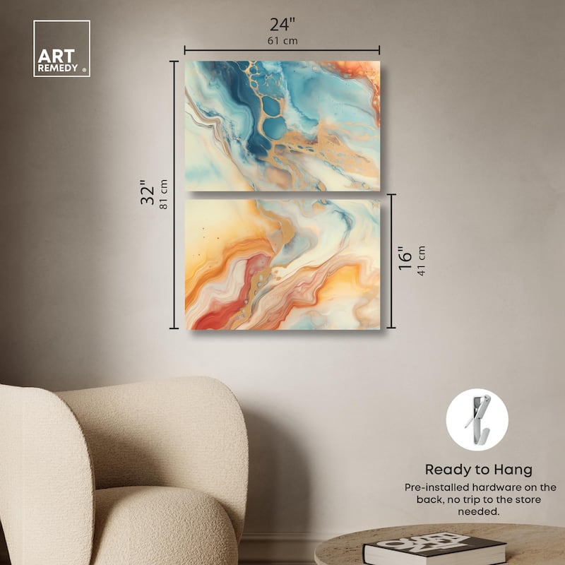 Marbled Sunrise I Canvas Set of 2 by Art Remedy, Gallery Wrapped
