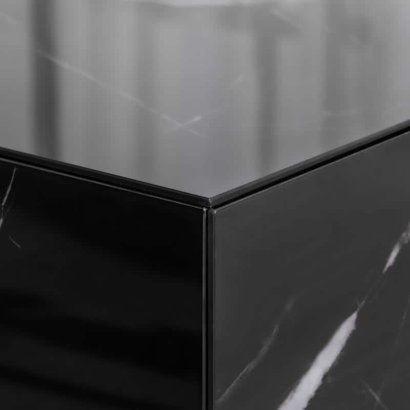 Faux Marble Solid Block Rectangular Coffee Table