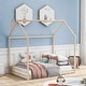 preview thumbnail 31 of 38, Semi-Enclosed House Bed for Kids, Full Size Floor Bed with Roof, Playhouse Design, Solid Pine Wood Frame, No Slats Natural - Full