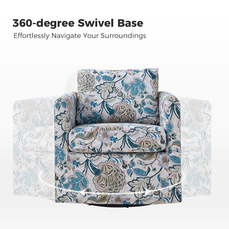 Erkenbald Modern Slipcovered Swivel Chair with Removable Cushion Set of 2 by HULALA HOME