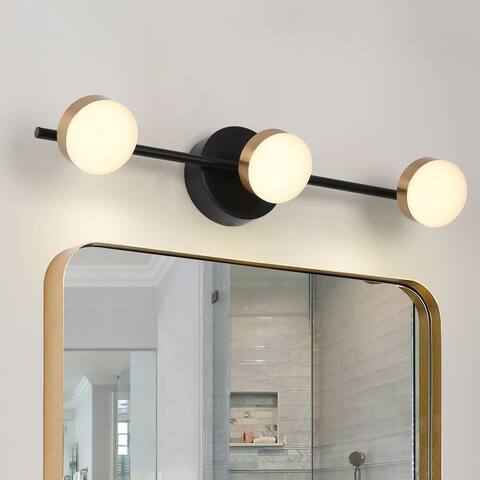 Black Gold 3-Light LED Bathroom Vanity Light Modern Wall Sconces - 22" L x 5.5" W x 4.7" H