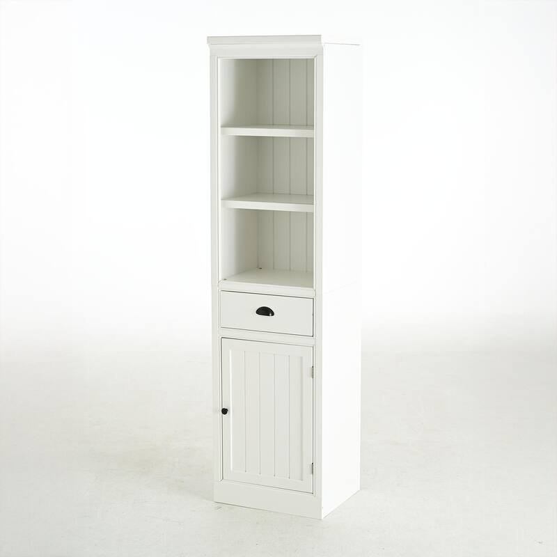 75" Wood Display Shelf with Drawer, Freestanding Book Display Cabinet Curio Storage Cabinet for Living Room, Office