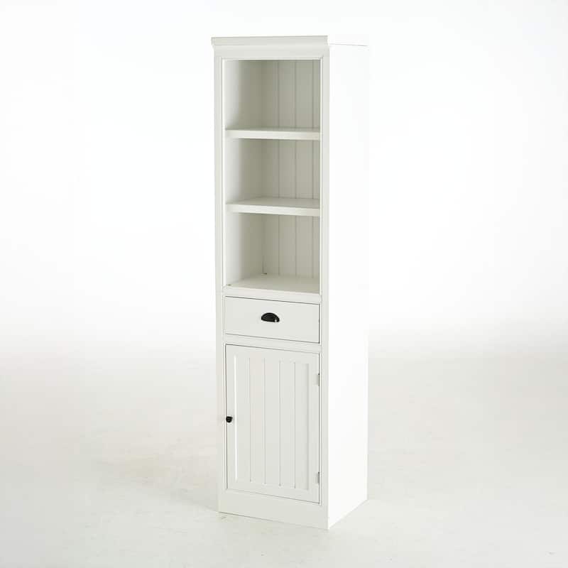 75'' Tall Display Shelf with Cabinet, Retro Style cabinet for Hallways Living Room, Kitchen, Home, Studio or Workspace - White