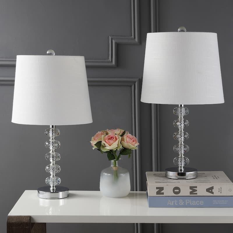 Mark 22" Glass/Metal LED Table Lamp, Clear/Chrome (Set of 2) by JONATHAN Y