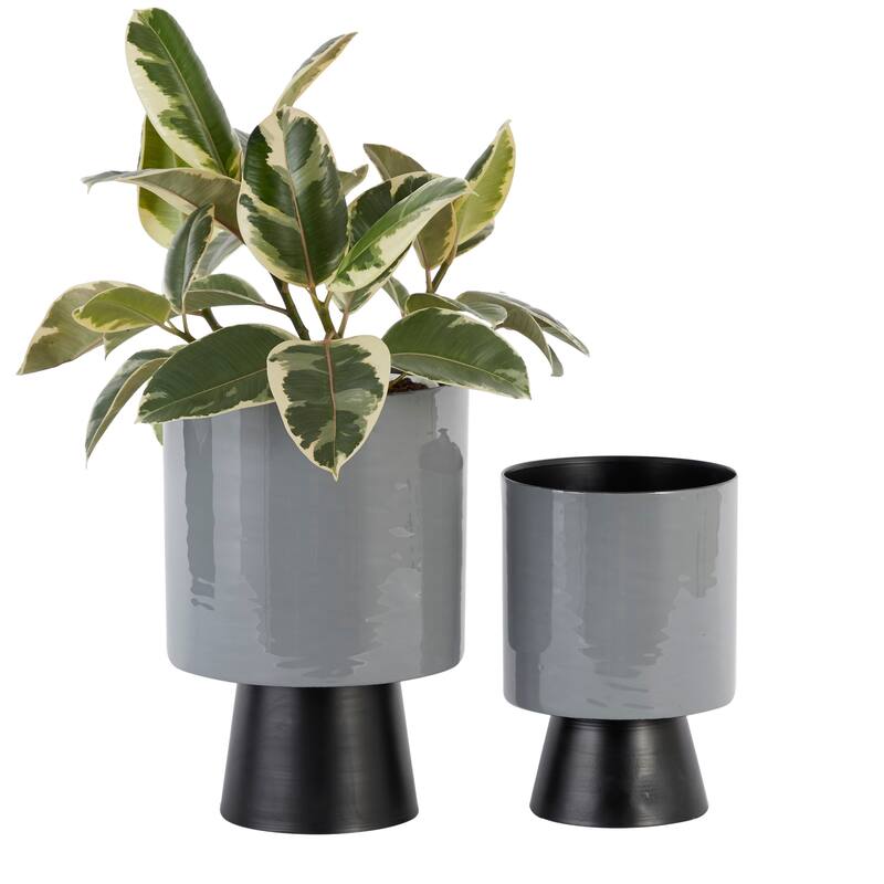 Iron Modern Planter 14 x 10 x 10 - 10 x 10 x 14Round - Grey