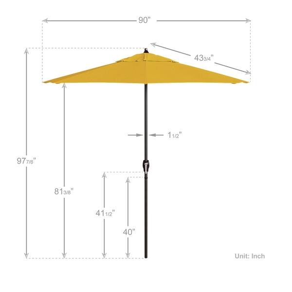 dimension image slide 0 of 20, North Bend 7.5 Crank Lift Auto Tilt Patio Umbrella with Outdoor Rated Olefin Fabric by Havenside Home